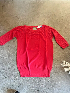 Sparrow Red Textured Knit Sweater Size Small